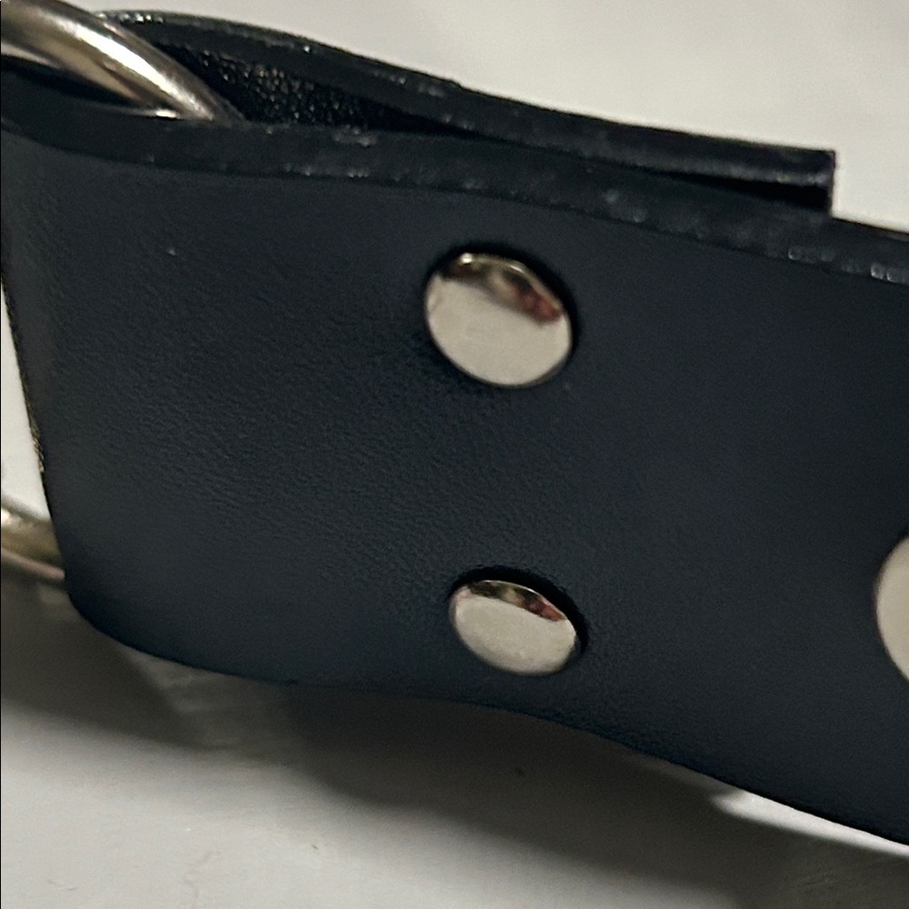 Black Leather & Polished Chrome Bondage Style Women’s Belt, Size Small - Picture 6 of 7